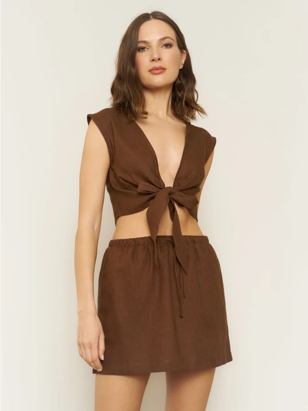 Whimsy + Row Valentina Top in Chocolate Linen